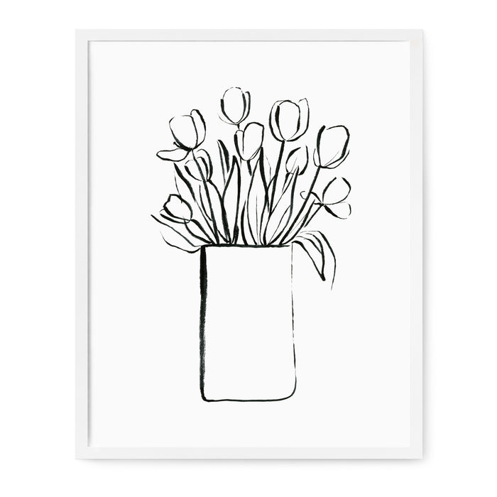 Floral Line Drawings - Tulips Print